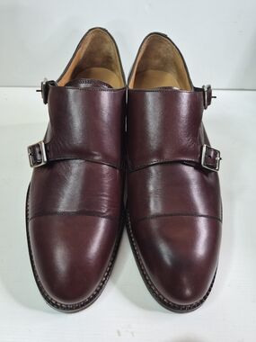 Beckett Simonon Men's Double Monk Strap Leather Dress Shoes in Burgundy